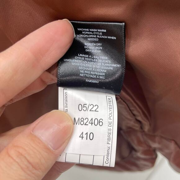 Sam Edelman Cognac Brown Box Quilted Faux Leather Button Up Shacket Jacket - Picture 10 of 10